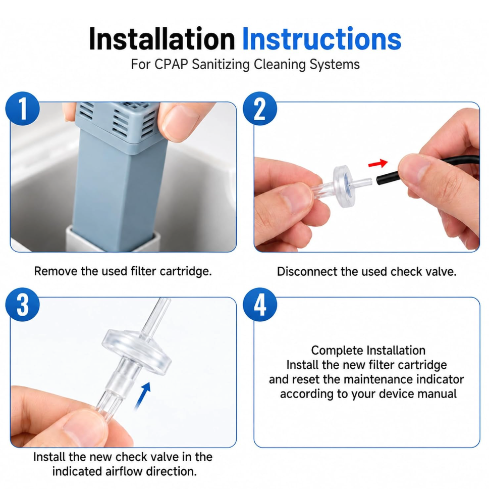 Cartridge Filter Kit and Check Valve Replacement for SoClean 2 - Activated Carbon Filter Kit for CPAP Cleaning Machine