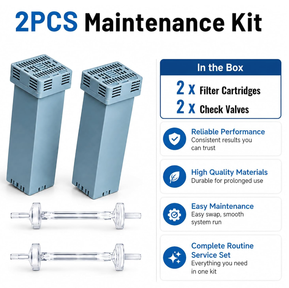 Cartridge Filter Kit and Check Valve Replacement for SoClean 2 - Activated Carbon Filter Kit for CPAP Cleaning Machine